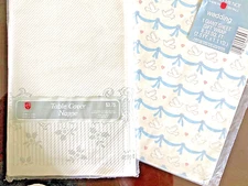 Vtg Wedding Gift Wrapping Paper 2 Sheets Giant 8 SqFt Sealed Blue + Tablecloth