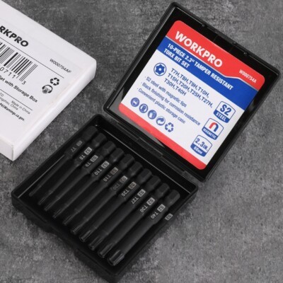 WORKPRO 10PCS Security Torx Bit Set 2.3'' Long Torx Screwdriver Bit Magnetic Tips
