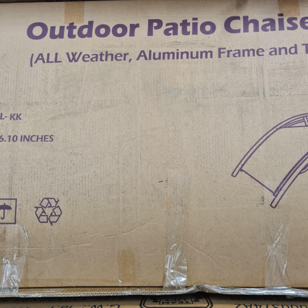 Purple Leaf Garden Sun Loungers x2 & Side Table Beige Reclining Patio