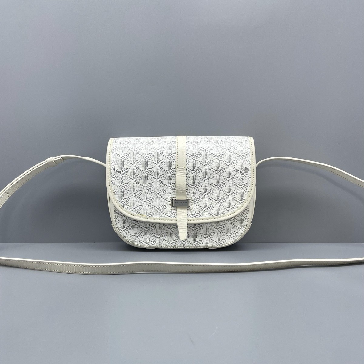 Goyard White Monogram Messenger Bag Vintage Shoulder Crossbody
