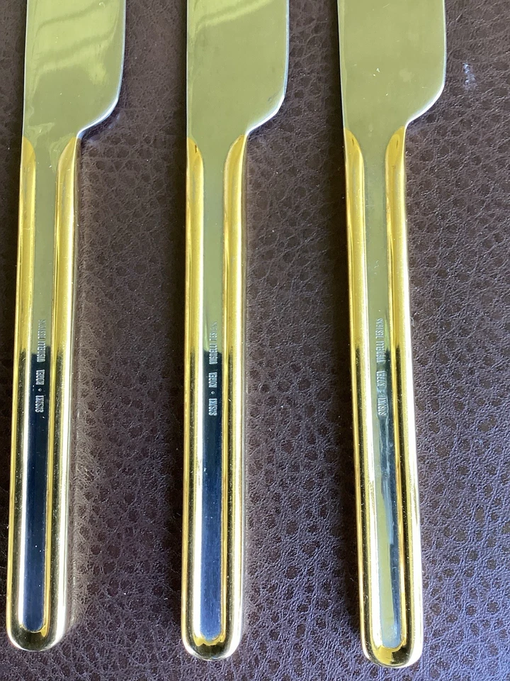 6 обеденных ножей Sasaki Vignelli Designs с золотой отделкой из нержавеющей стали Корея - Изображение 4 из 4