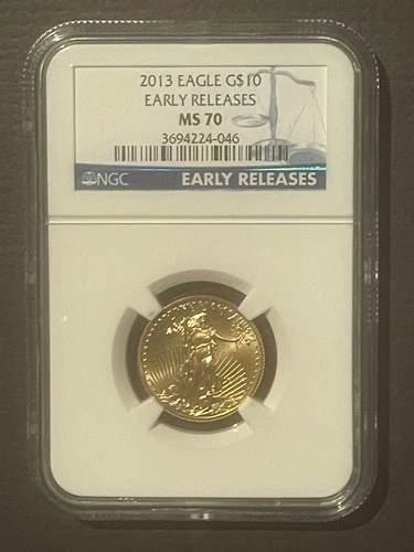 2013 American Eagle $10 GOLD NGC MS70 ER : BU GEM Coin 1/4 Oz Bullion : 10450