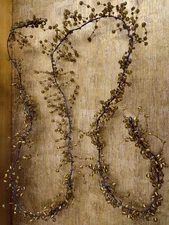 VTG French Country Glass Berry Bead Rustic Primitive Fall Garland 6’ Folk Art