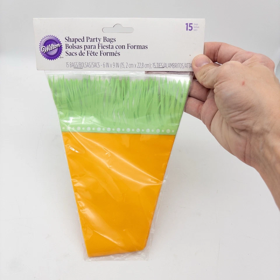 Wilton 15 bolsas de zanahoria con lazos bolsas de golosinas de Pascua fiesta violonchelo botín de celofán Foto 2 de 4
