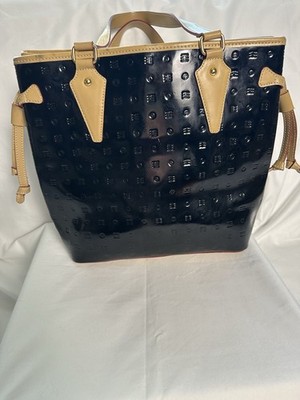 Arcadia Made in Italy Black Beige Logo Tote Bag Gold HW Detachable Strap Med