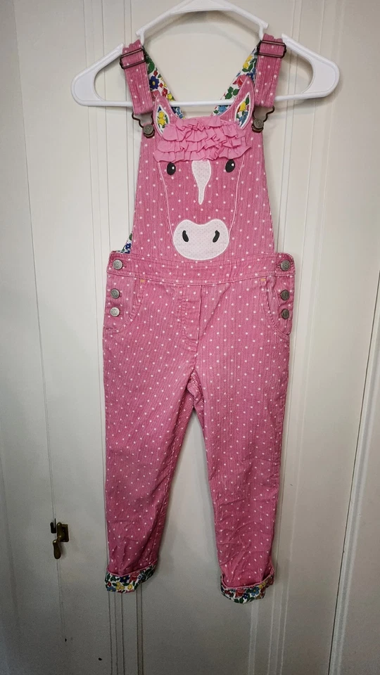 Mono Mini Boden Caballo Mameluco Apliques Rosa Lunares Talla 5-6Y Pana Granja Foto 2 de 4