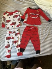 Disney Cars Lightning McQueen Toddler Boy White Long Sleeve Pajamas New 18M
