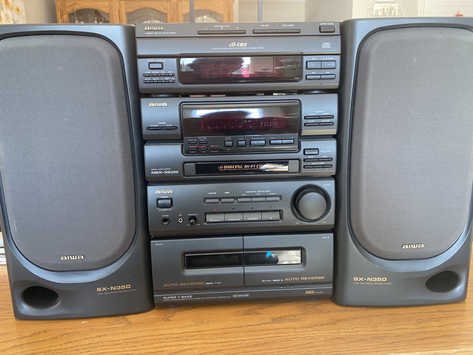 Aiwa NSX-350M 3 Disc CD Dual Cassette Stereo Receiver Digita
