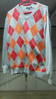 Pullover C. COMBERTI, grau mit Rauten, Größe XL 54 - Vintage - Retro