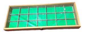 Large 33” x 13” x 3” Lockable Wooden Display Case w/  Transparent Plexi Lid