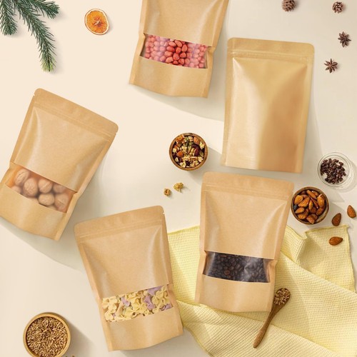 100 Pcs Resealable Bags for Small Business, 3.5" x 5.5" Stand Up Kraft Paper ... - Picture 5 of 6