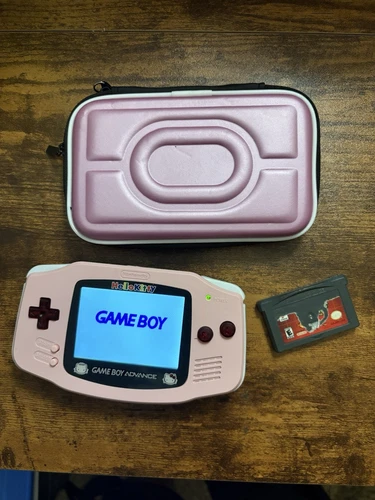Backlit IPS V2 Hello Kitty Pink Nintendo Gameboy Advance cartridge GBA pouch