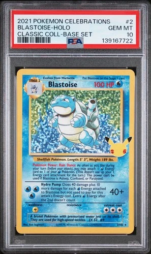 2021 Pokemon Celebrations BLASTOISE Classic Collection HOLO #2 PSA 10