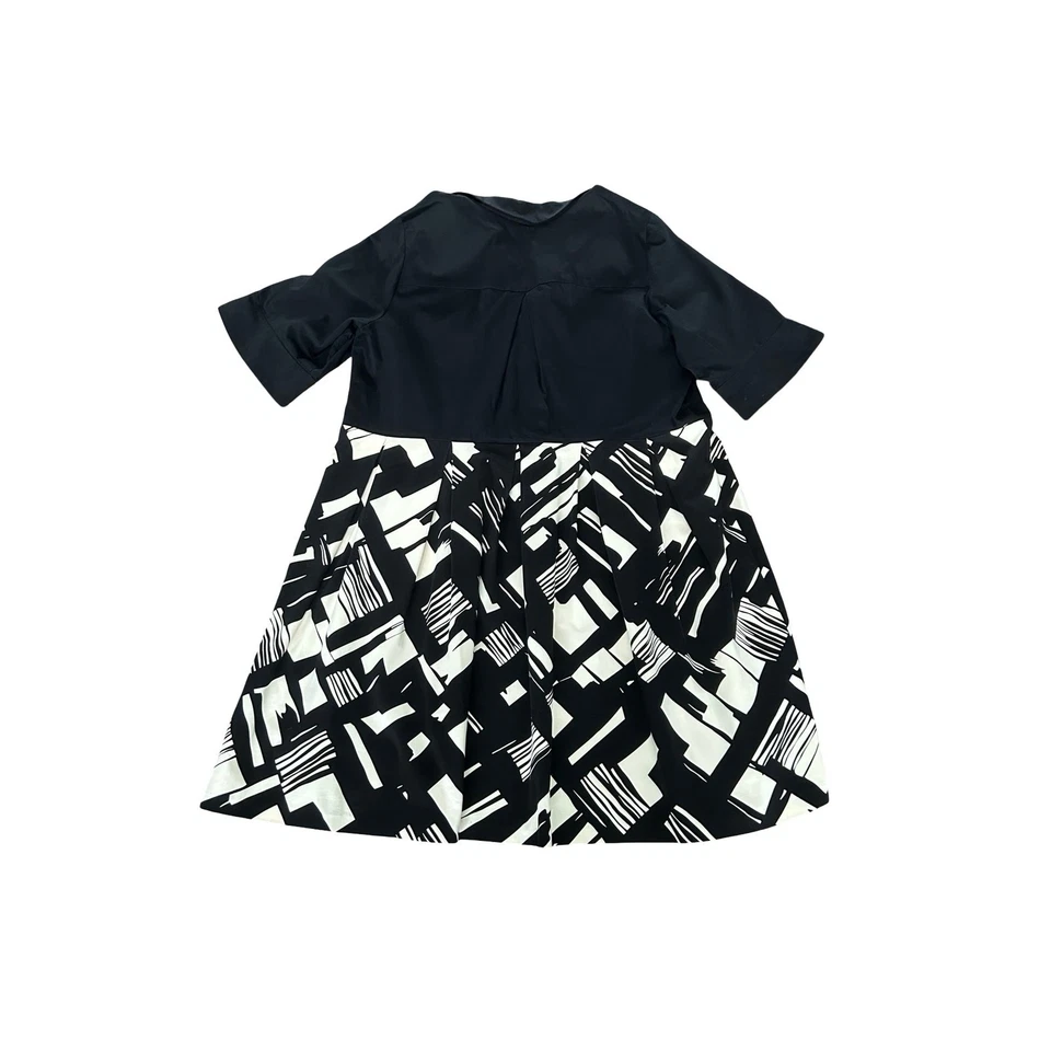 Vestido Donna Ricco Manga 1/2 Midi Negro Blanco Línea A Plisado Talla Grande 22 3X  Foto 3 de 4