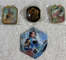 Disney Lorcana Archazia's Island Pin Set Mad Hatter Bolt Amber Ink Belle Counter
