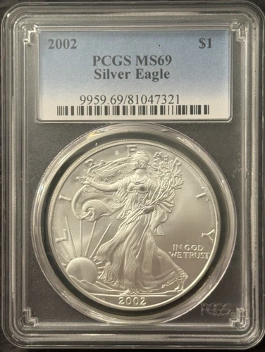 2002 $1 American Silver Eagle PCGS MS69 (Blue Label)