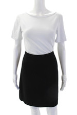 Moschino Cheap & Chic Womens Wool Zippered Straight Mini Skirt Black Size 10