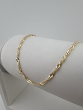 Women’s Solid 9ct Yellow Gold 2.3mm Singapore 7.5 Inch Ladies Bracelet - UK Sale