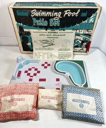 Vintage 60’s Marx Outdoor Swimming Pool and Patio Set Compete New Excellent