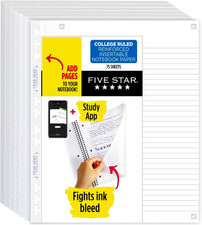 Insertable Loose Leaf Paper  Study App, 6 Pack, Notebook Paper, College Ruled t
