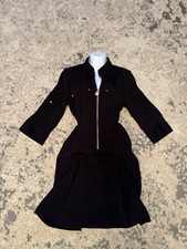 Michael Kors Black Zip Collared Knee Length Shirt Dress 3/4 Sleeve Size M