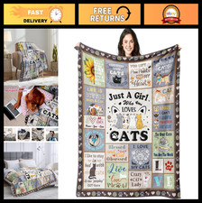 Soft Flannel Cat Blanket for Cat Lovers - Cozy Throw Gift for Women Girls, 50"