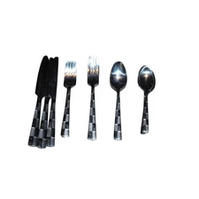 MCM Style Modern kitchen International Block Tile Pattern 20pc Flatware Set