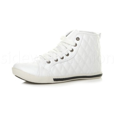 Damen Frauen Flache Schnürung Gesteppt High Top Pumps Sneaker Gr. 8 41