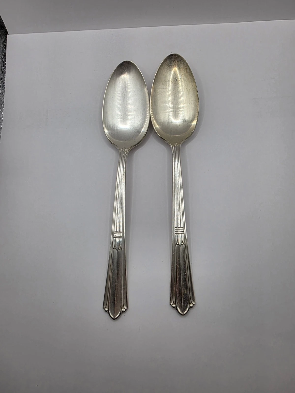 2 Serving Spoons Stratford Plate Sectional Marked IS