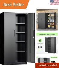 INTERGREAT Black Metal Storage Cabinet, 72" Locking Steel 71" High,