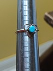Vtg Small Dainty Sterling Silver Turquoise 1970s Heart Ring Artisan Hippie Sz 5 — photo 7