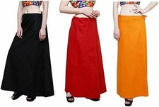 Women 100 Cotton Petticoat Sari Underskirt Free Size Plain Petticoat Pack 3 Pcs