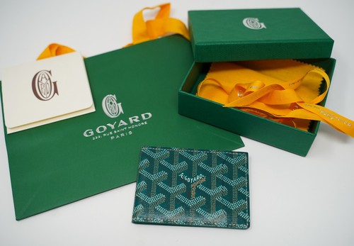 Goyard Insert Victoire Card Wallet Green Goyardine NIB Authentic Made in France