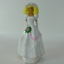 Vintage 1990 90s Barbie Music Box Wedding Bride Cake Topper Model Figure Great