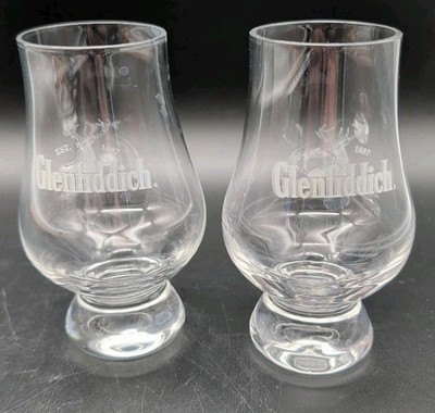 Glenfiddich Whiskey Glencairn Crystal Tasting Glass Set of 2 Stag Elk Bar