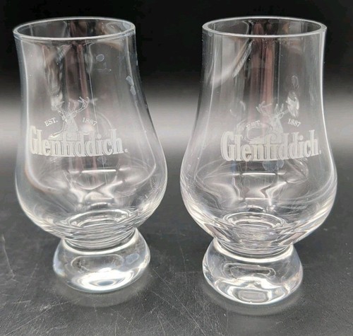 Glenfiddich Whiskey Glencairn Crystal Tasting Glass Set of 2 Stag Elk Bar