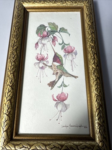 VTG 1992 Signed Carolyn Shores Wright, Hummingbird, Framed Art Gold Frame - Picture 4 of 9