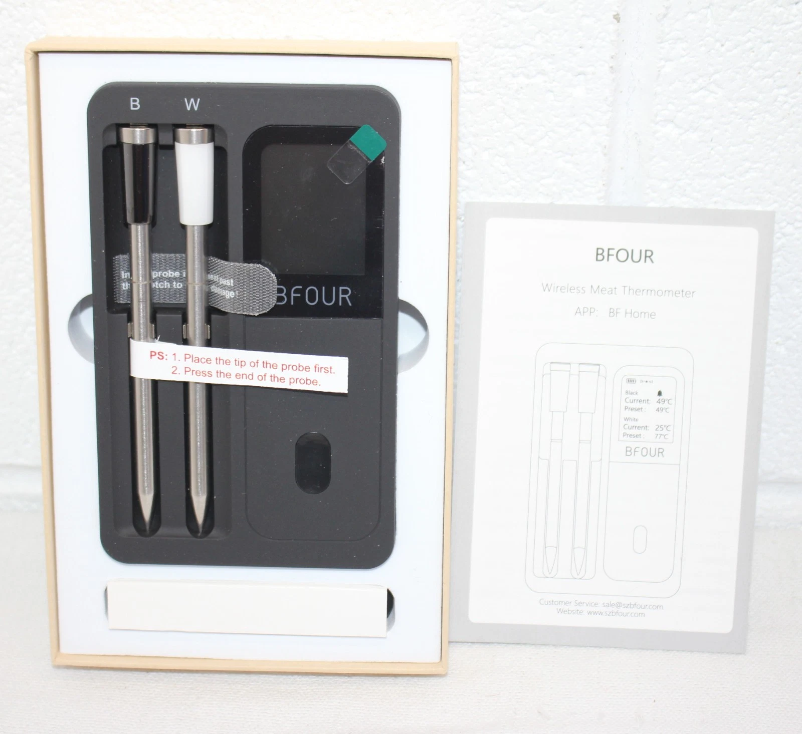 BFOUR BF-40 Wireless Meat Thermometer, Black, Two Probes, NEW IN BOX!!
Opens in a new window or tab