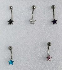 5 Star Shaped Rhinestone Belly Button Navel Rings Bar Body Jewelry Piercing