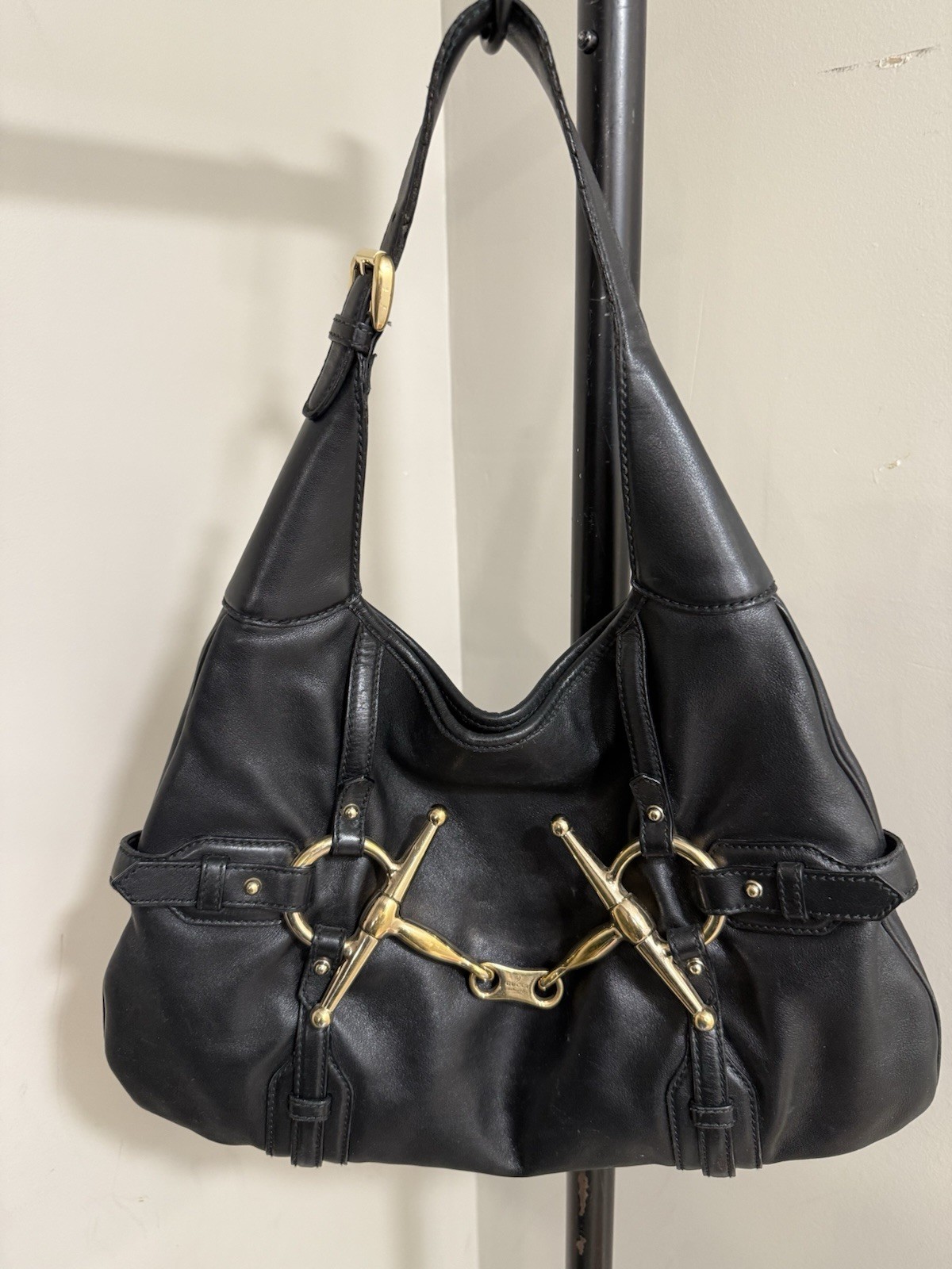 GUCCI Vintage BLACK LEATHER 85TH ANNIVERSARY Shoulder Bag