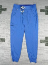 FIGS Zamora Jogger Scrub Pants Womens Small Blue Stretch Tapered Leg Drawstring