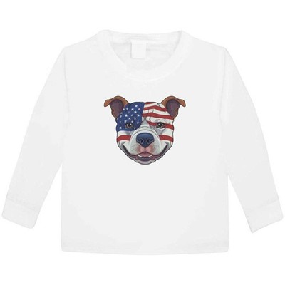 Kinder Langarmshirt ''Hundegesicht mit amerikanischer Flagge'' (KL058946)