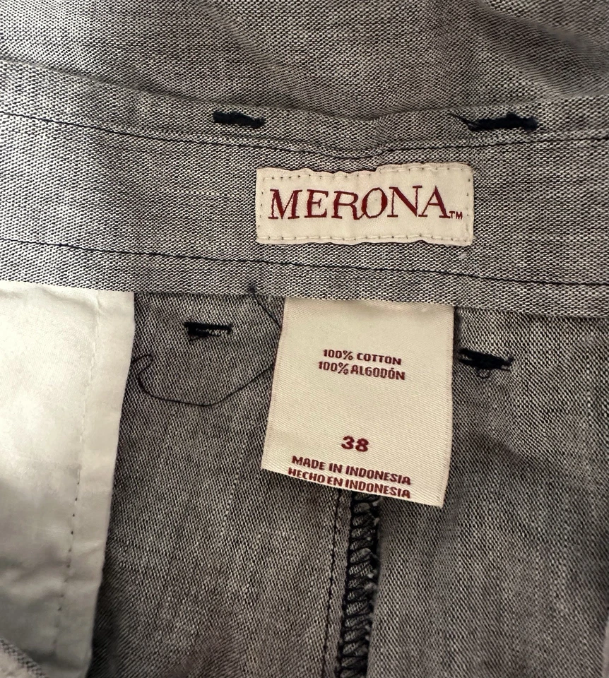 Pantalones cortos de vestir Merona gris 38 100 % algodón frente plano para hombre Foto 3 de 3