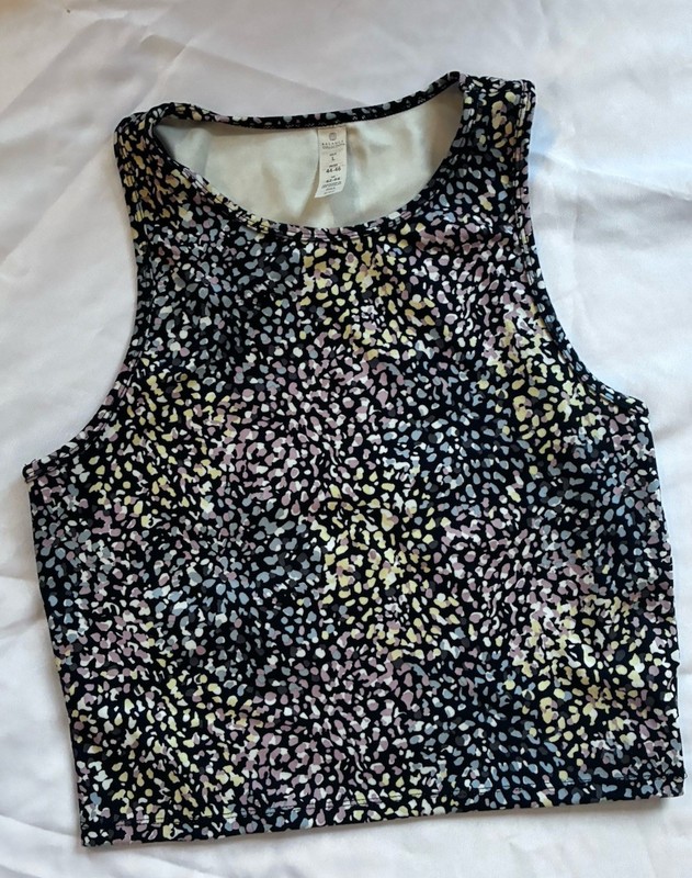 Balance Collection Women's Crop Top Size L Colorful Animal Print Sleeveless