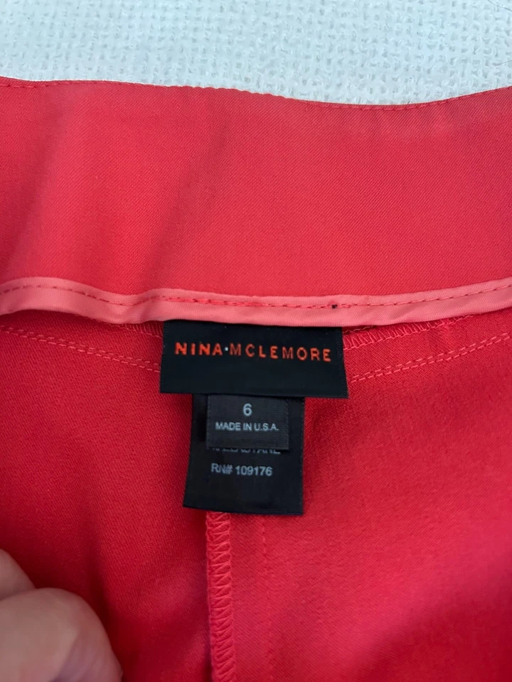 Pantalones ajustados rectos rosa Nina McLemore talla 6 cremallera lateral Foto 4 de 4