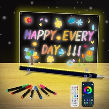 LED Drawing Board for Kids 14.1"x10.9" LED Note Board with Remote,Neon Colors...