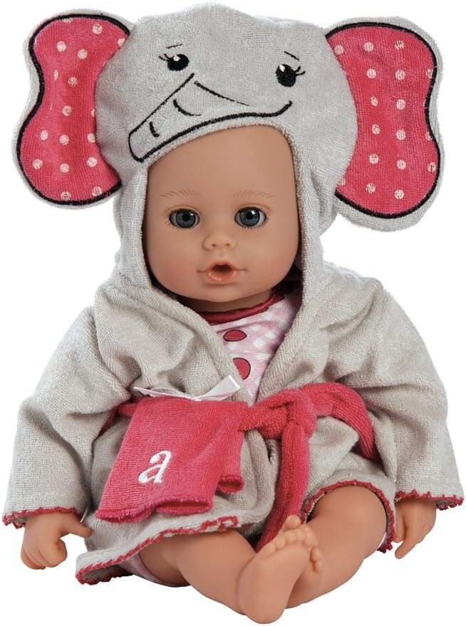 New Adora Elephant Robe Bath Time Baby Quickdri Doll