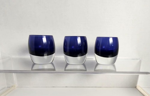 3er Set Saphir Kobaltblau Diva Votivkerzenhalter Polen Kiste & Fass