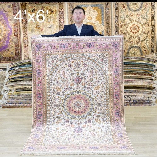 only For Lin balance payment for 4x6ft pink handmade silk rug YJH034B
