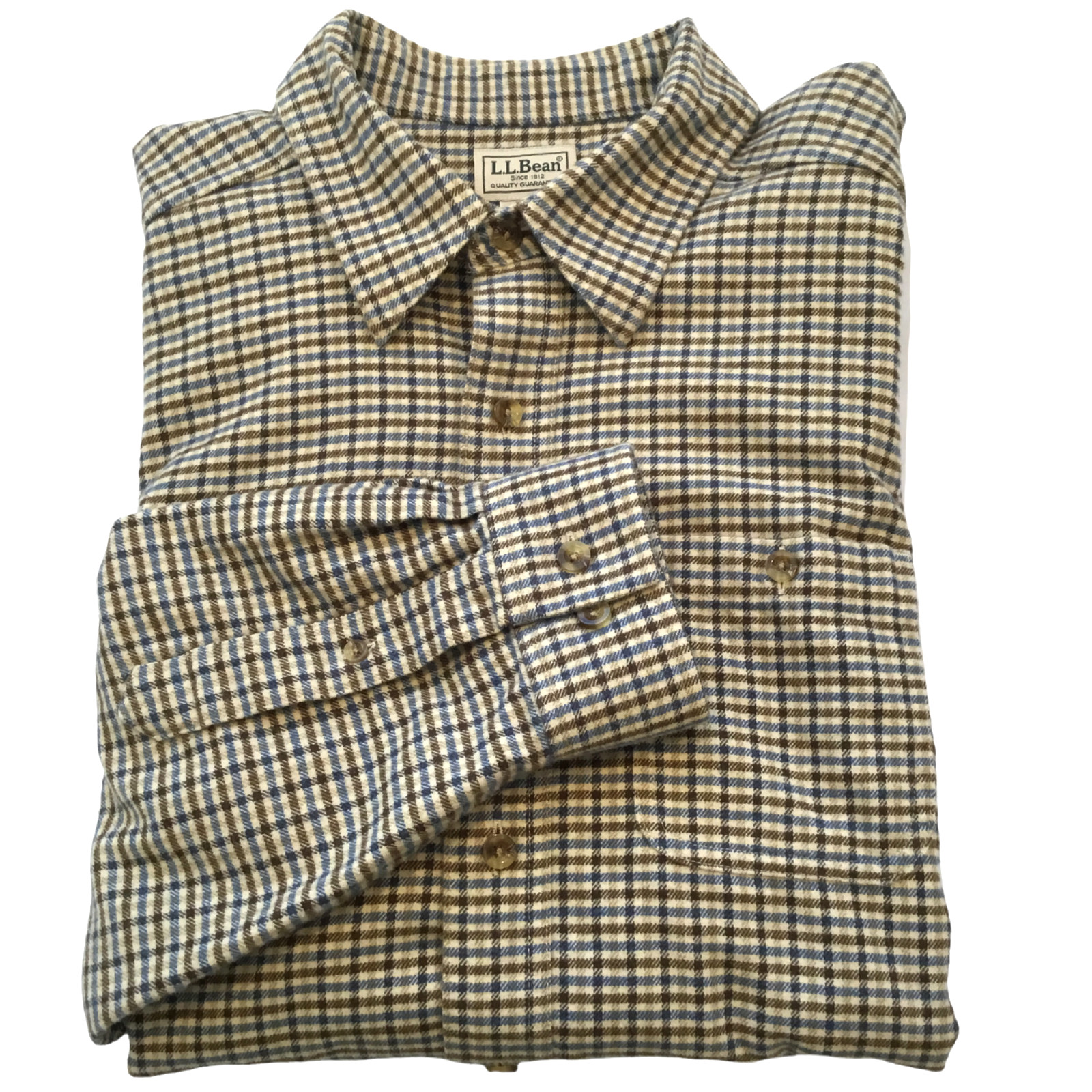 2 LL Bean Heavy Flannel Button Shirts Men’s L-REG Long Slv Pockets Multi Check